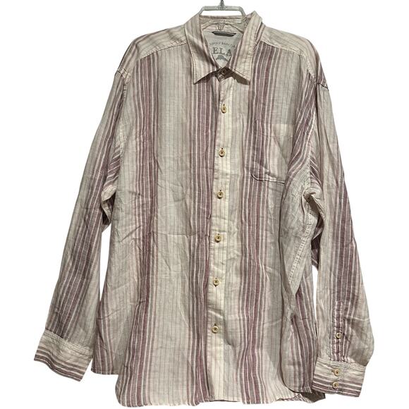 Tommy Bahama 100% Linen Long Sleeve XXLarge Purple/Pink / White Men's Button - Picture 1 of 8